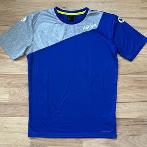 Kempa 2Face Dry Tech short sleeve athletic T-shirt, blue/gray men's size Large